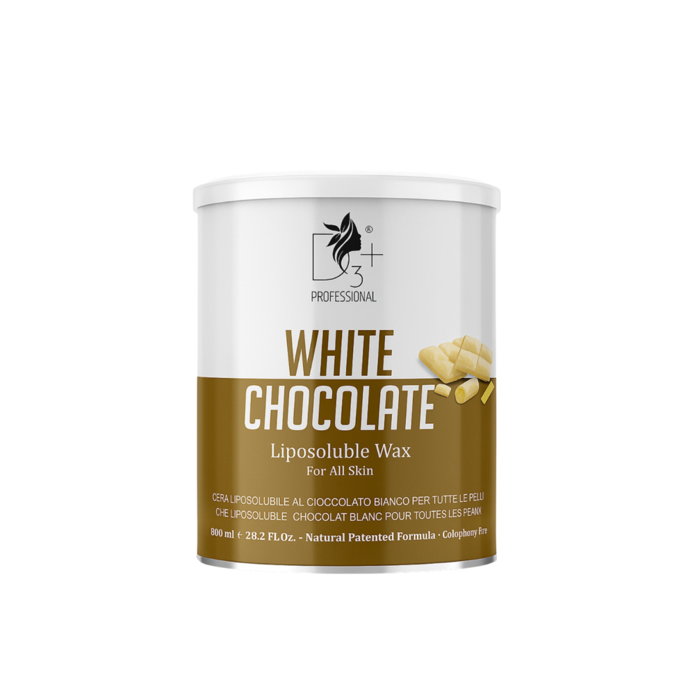D3+ Professional White Chocolate Liposoluble Wax With Antioxidants | 100% Colophony Free | For Sensitive Skin (800 ml)
